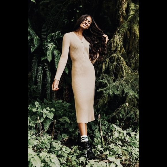 Roolee knit button up ribbed sweater midi dress - Picture 8 of 8